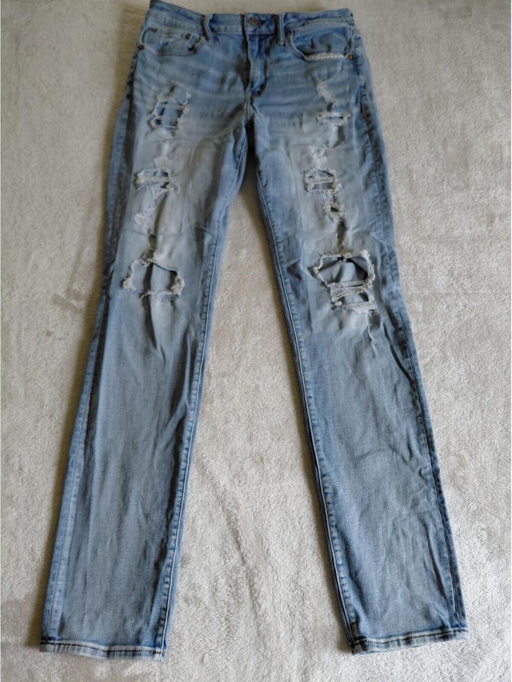 American Eagle AirFlex 360 Jeans 32x34 Slim Distressed Light Wash Stretch